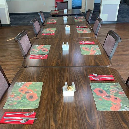 Remembrance day dining table placemats and napkins.