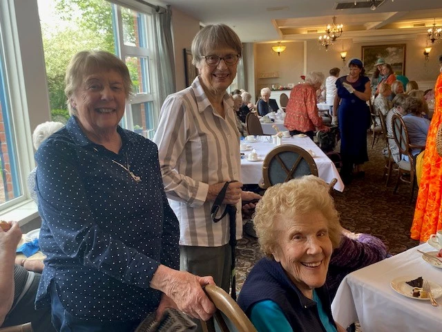 Group of female seniors in a dining hall
