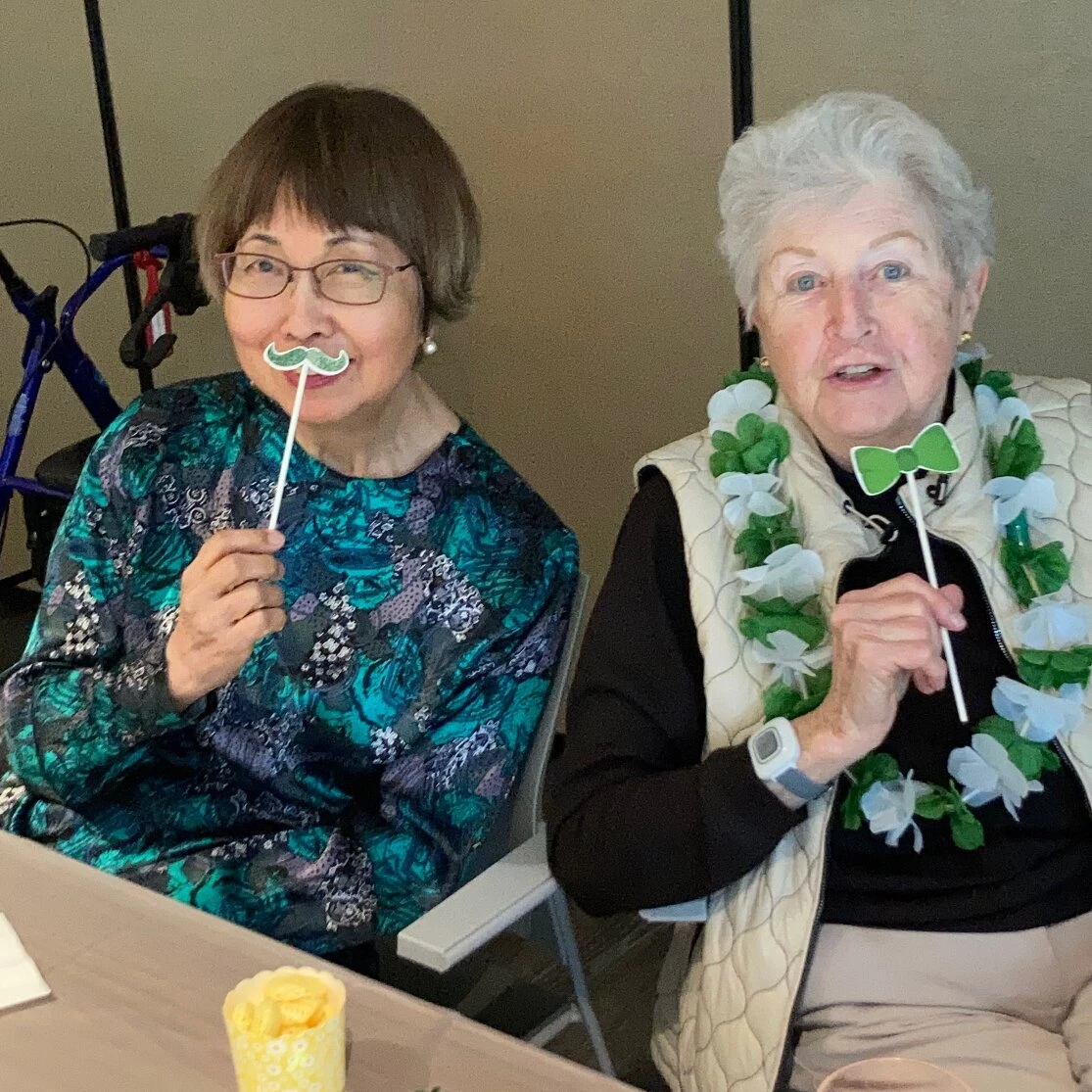 Two elderly ladies enjoying at the party