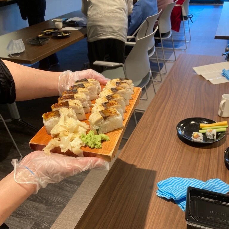 Residents enjoy sushi