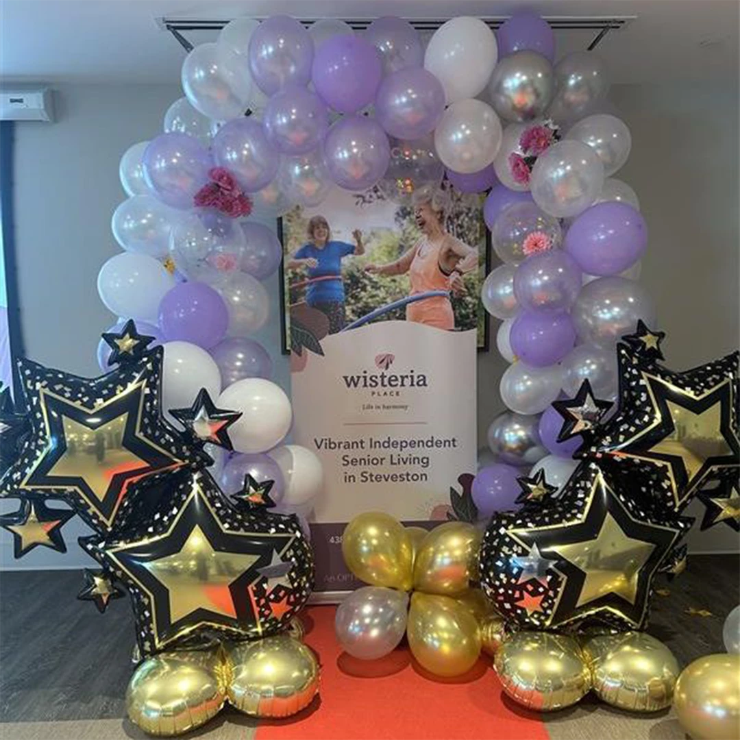 Balloons to commemorate Wisteria's 2 year anniversary!