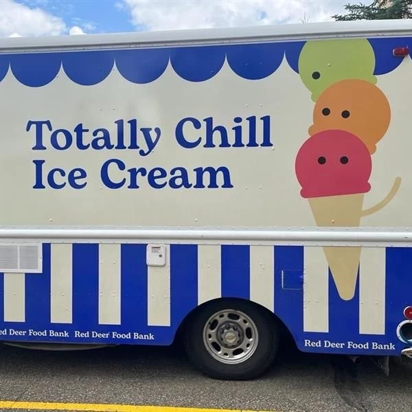 Ice cream trailer with the label,
